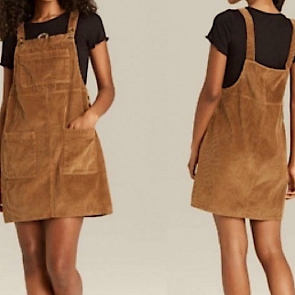 Corduroy tan skirt overalls